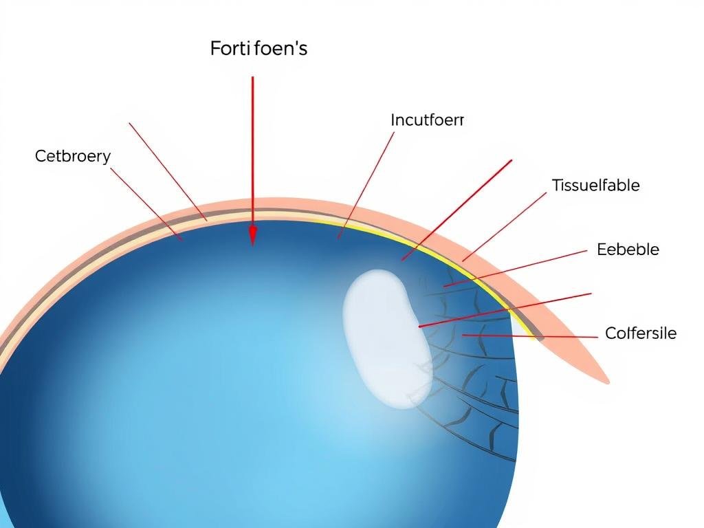 Diagram showing how stress rings form in the iris