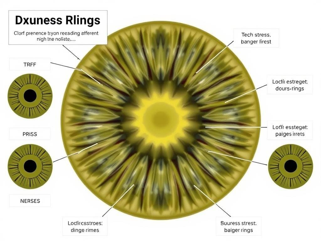 Different types of stress rings with identifying markers