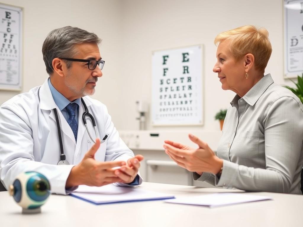 Doctor consultation with patient discussing eye health concerns