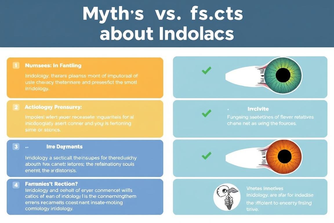 Educational diagram correcting misconceptions about iridology iris diagnosis