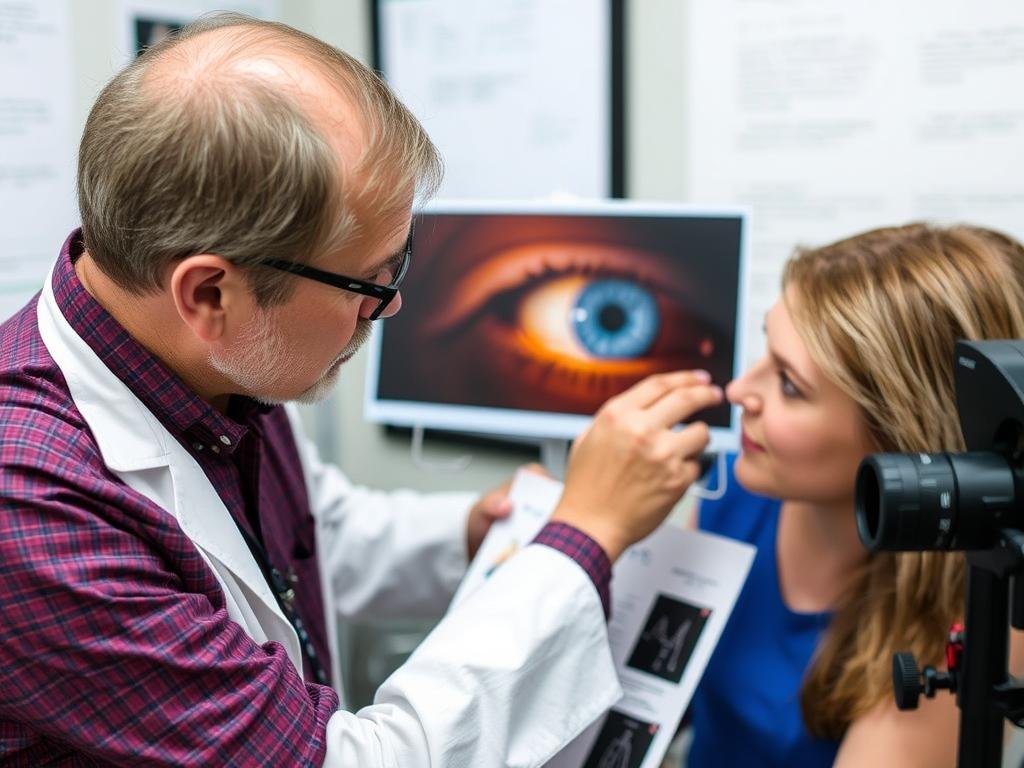 Experienced iridologist mentoring a student