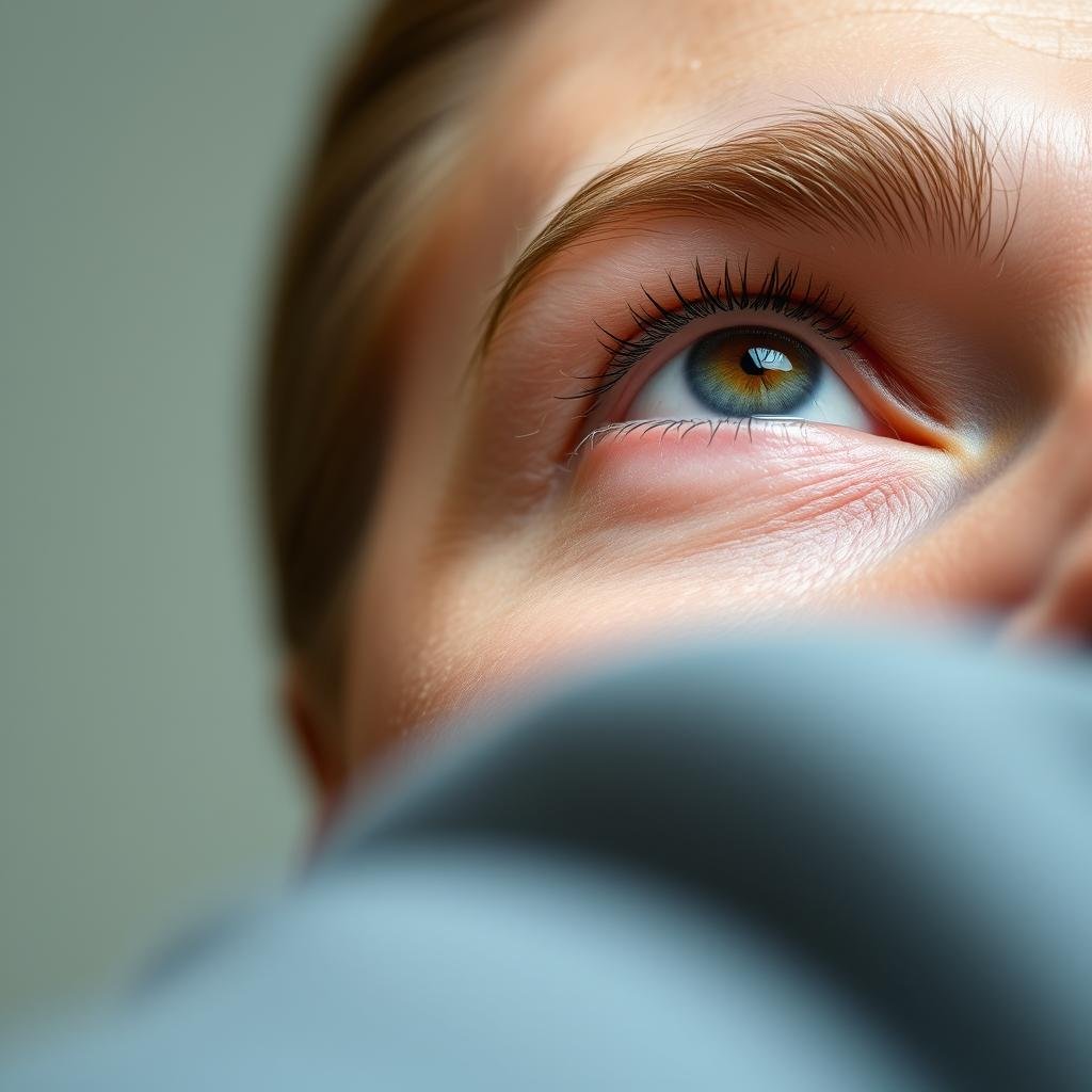 Eyes looking up and to the left showing visual recall