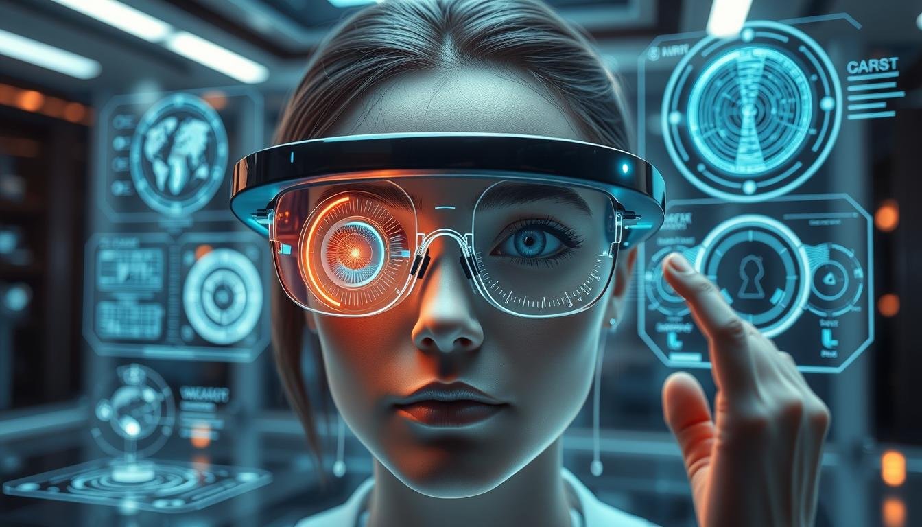 Futuristic eye reading technology concepts