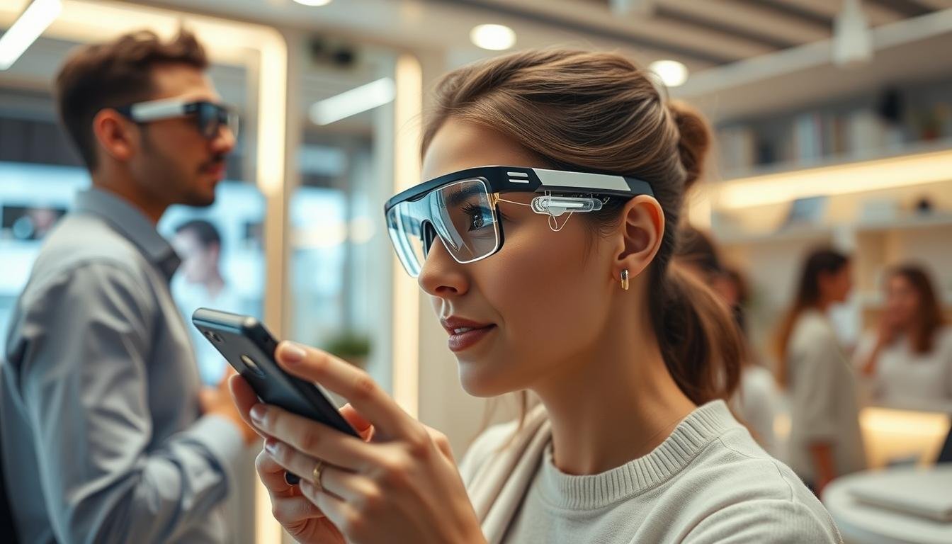 Futuristic eye reading technology integrated into everyday devices