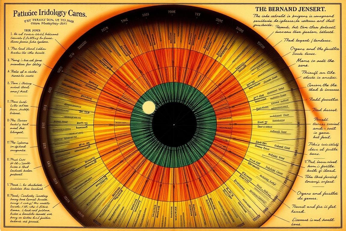 Historical iridology chart created by Dr. Bernard Jensen