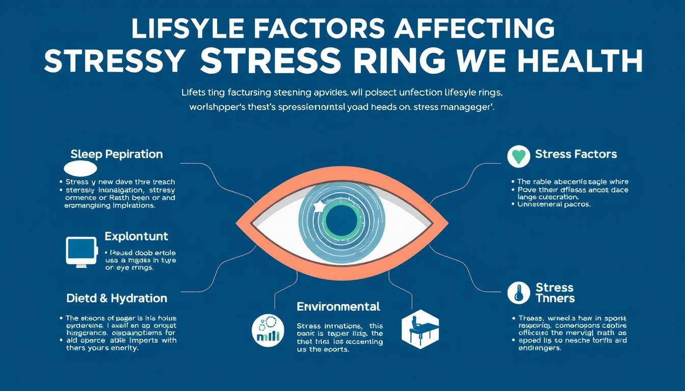 Infographic showing how different lifestyle factors impact stress levels and eye health Infographic showing how different lifestyle factors impact stress levels and eye health