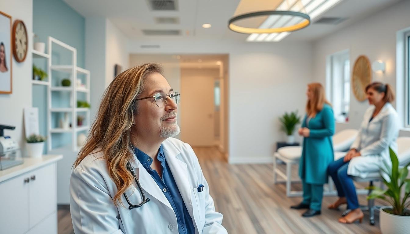 Iridologist working in an integrative health clinic with other practitioners