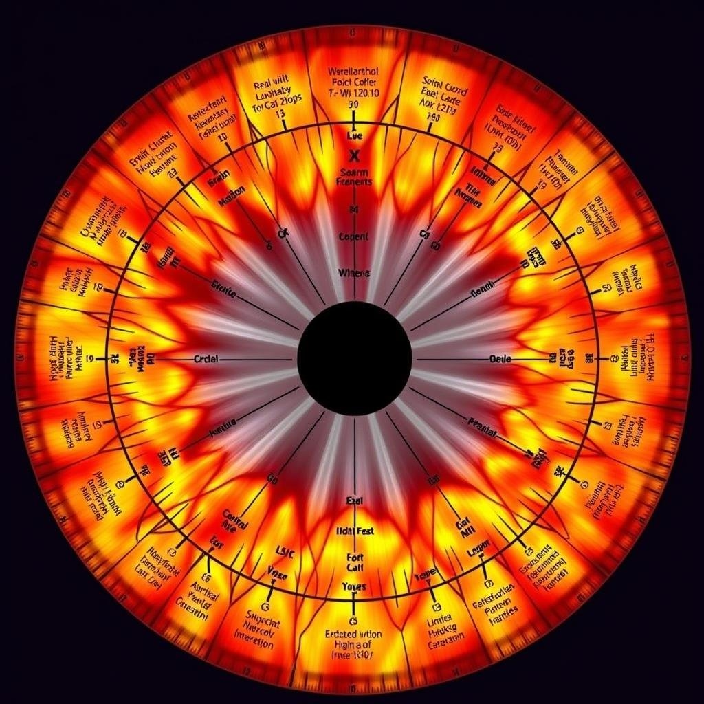 Iridology Chart showing central nervous system zones