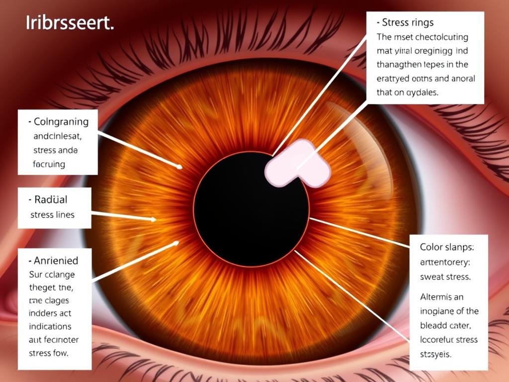 Iridology Chart with stress indicators marked Iridology Chart with stress indicators marked