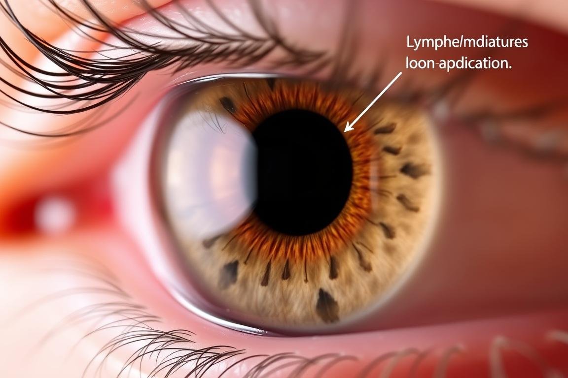 Iridology assessment showing lymphatic system markers in the iris