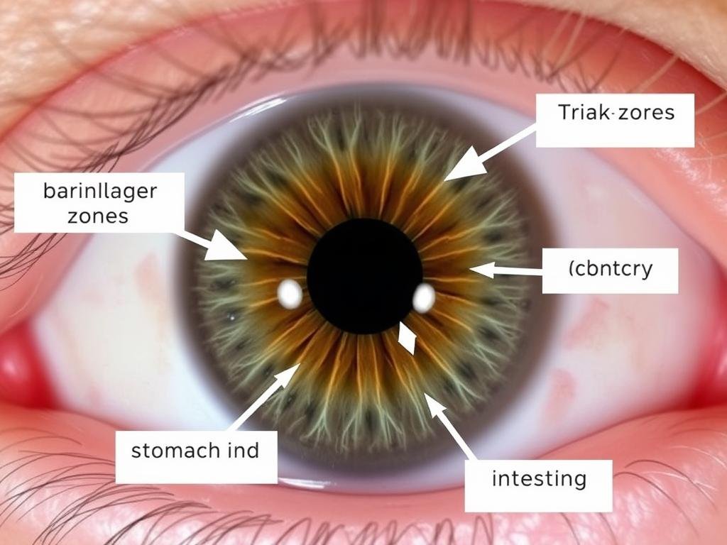 Iridology case study showing digestive system markings in the iris