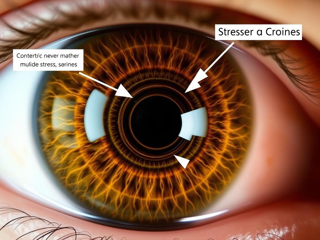 Iridology case study showing stress-related nerve rings in the iris