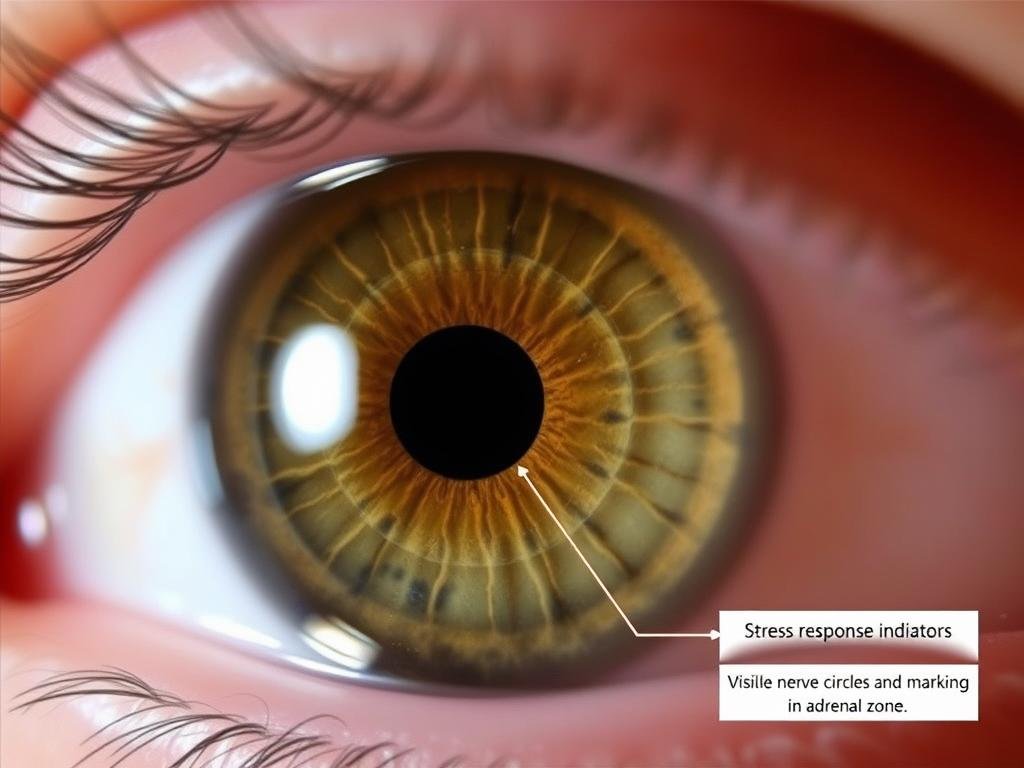 Iridology chart right eye showing stress response patterns
