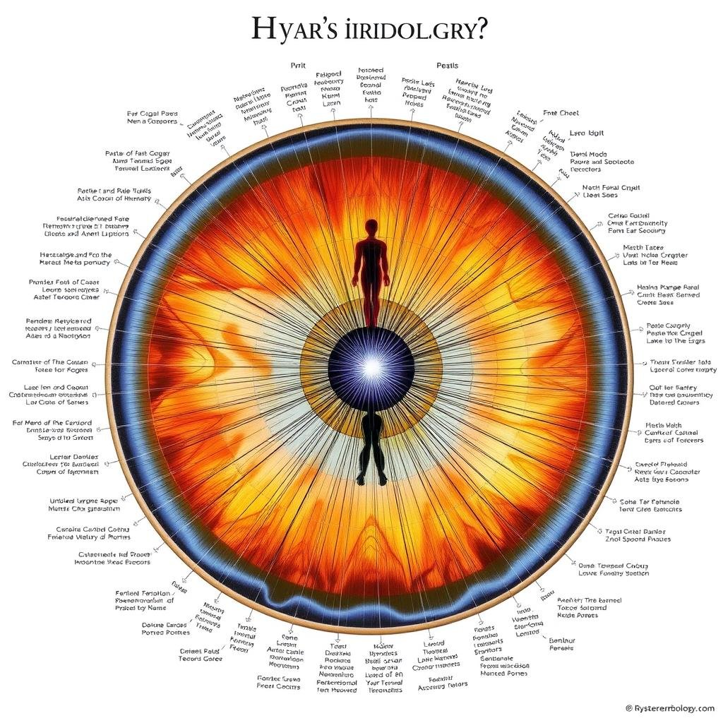 Iridology chart showing iris mapping