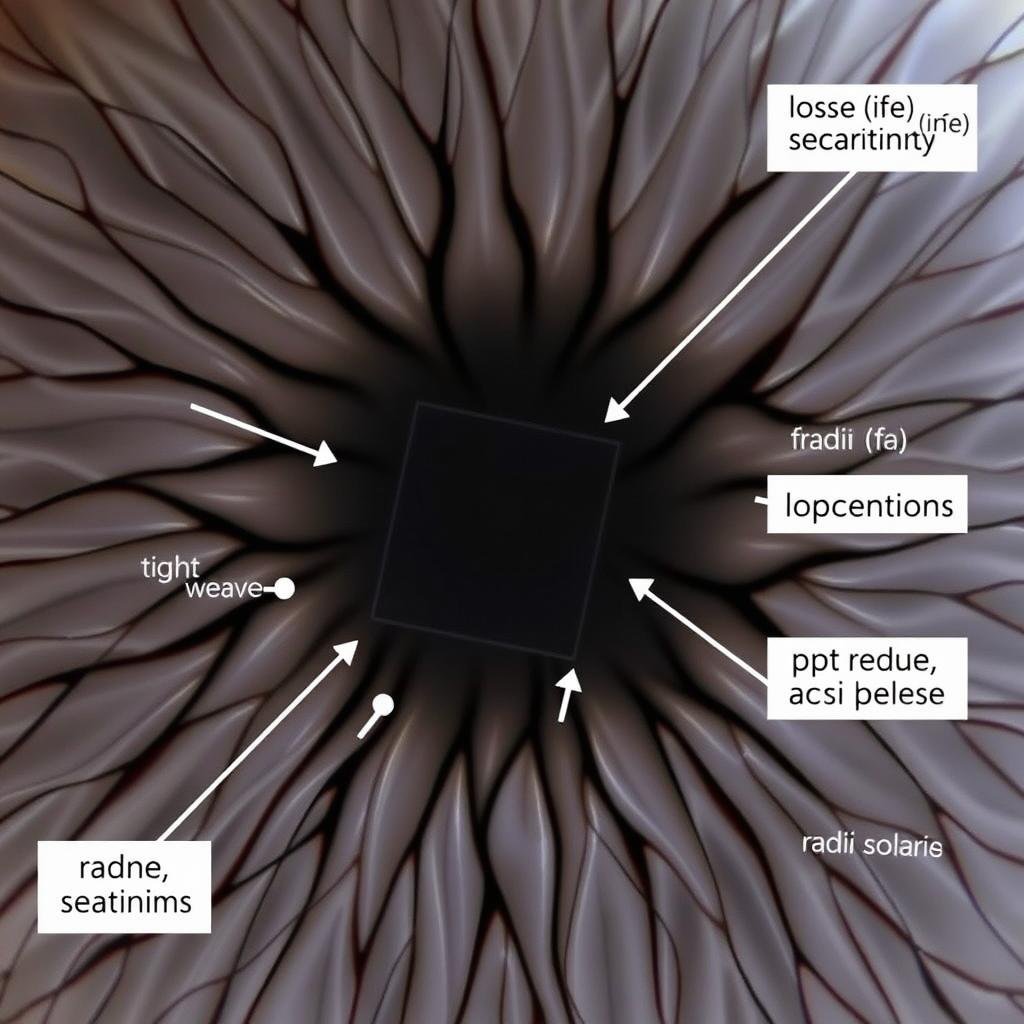 Iris fiber structure patterns in iridology analysis