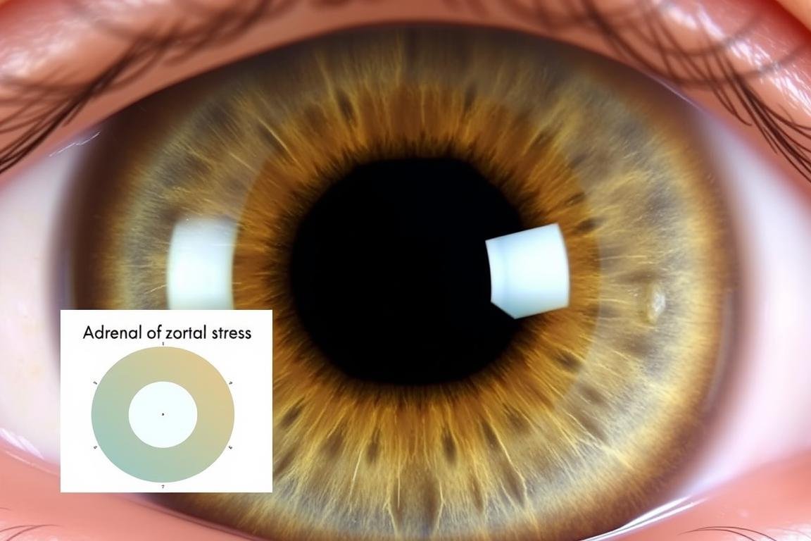 Iris showing adrenal stress rings with chart comparison