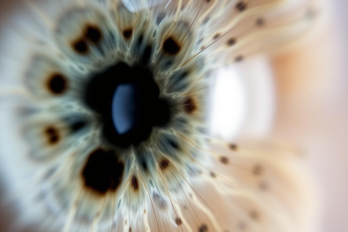 Iris showing markings that may indicate toxin accumulation according to eye reading principles