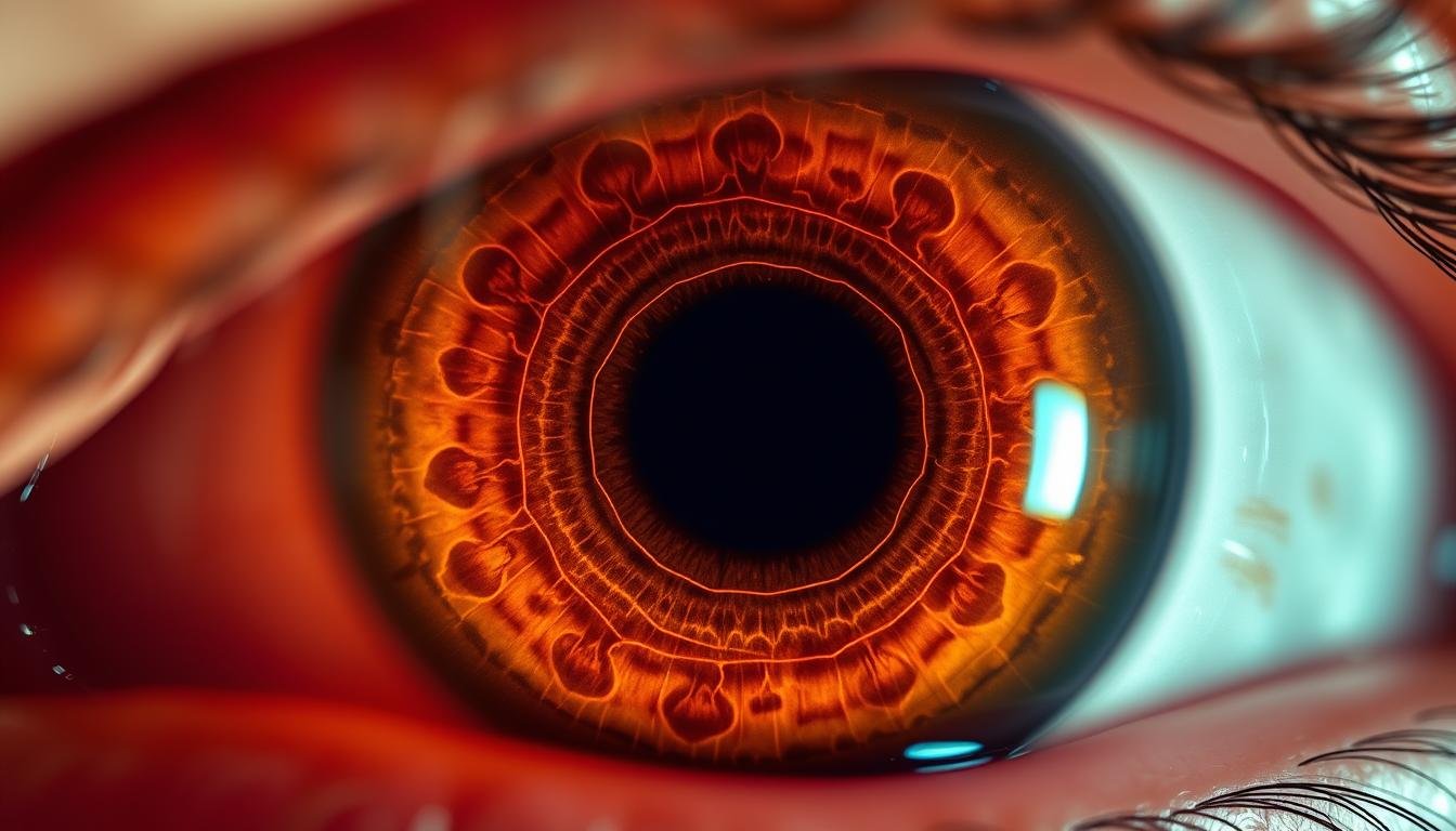 Iris showing nerve rings that indicate stress patterns according to iridology