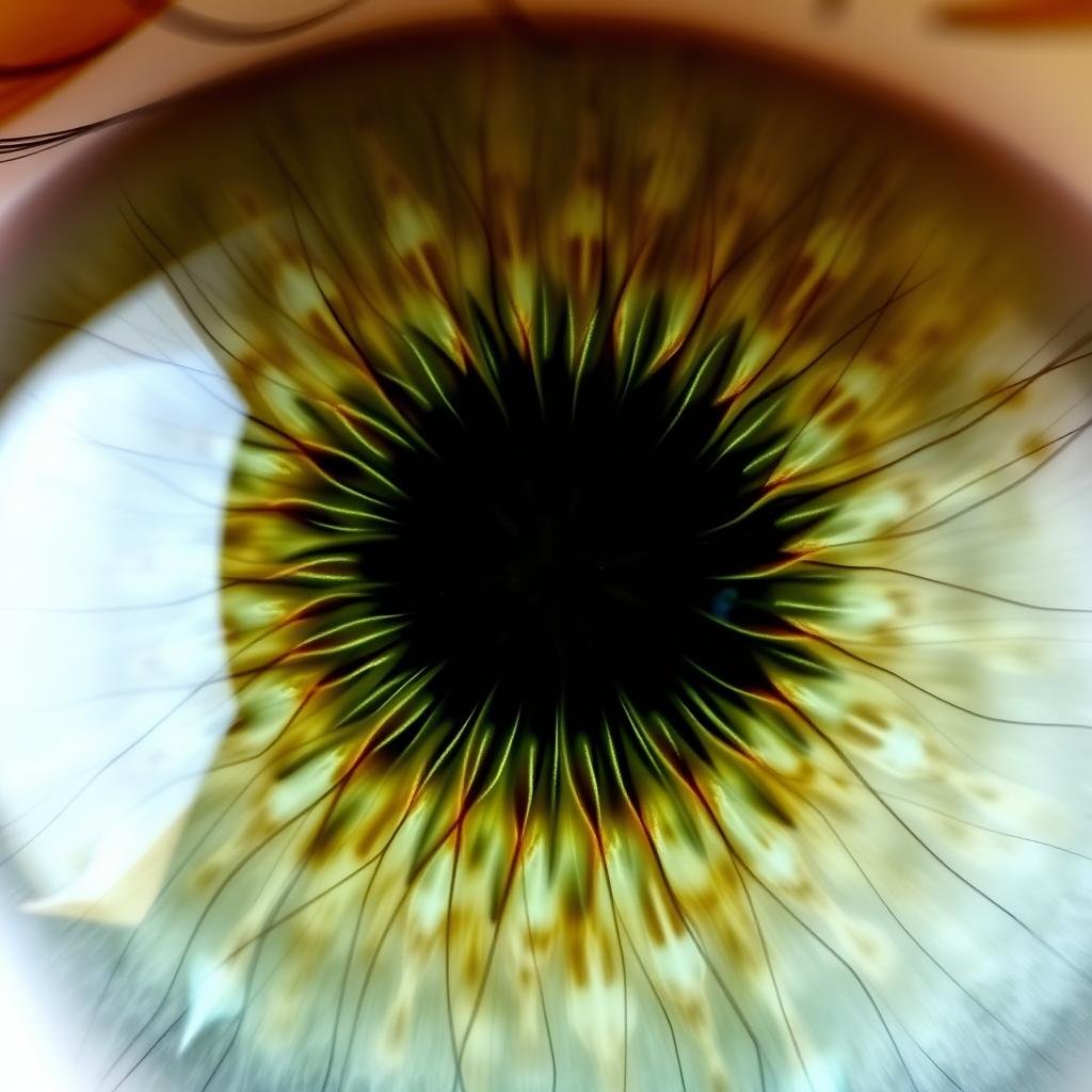 Iris structural features showing fiber patterns examined during iridology readings
