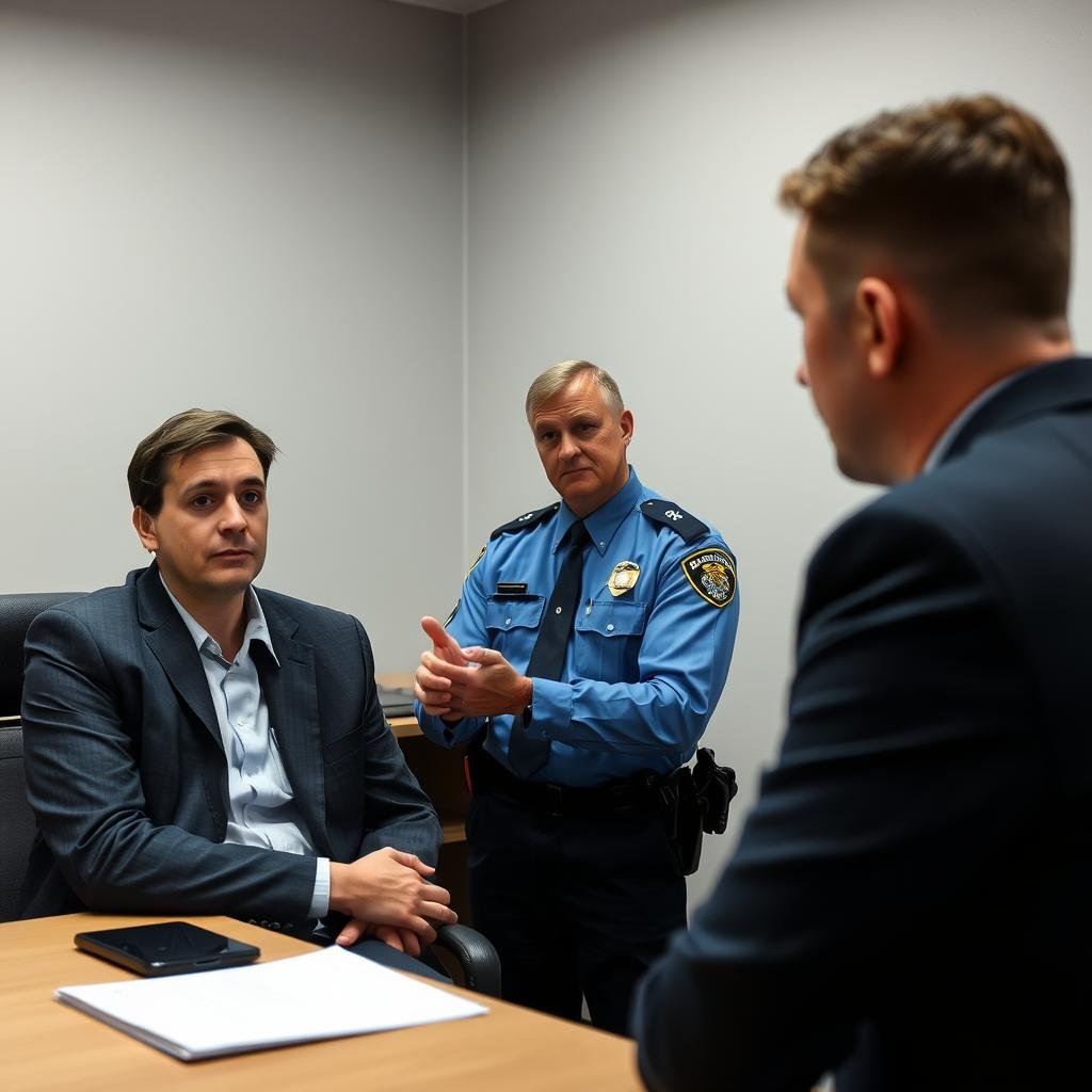 Law enforcement professional using eye reading during an interview