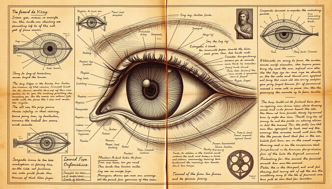 Leonardo da Vinci's detailed anatomical drawings of the eye structure in the Renaissance study of eyes