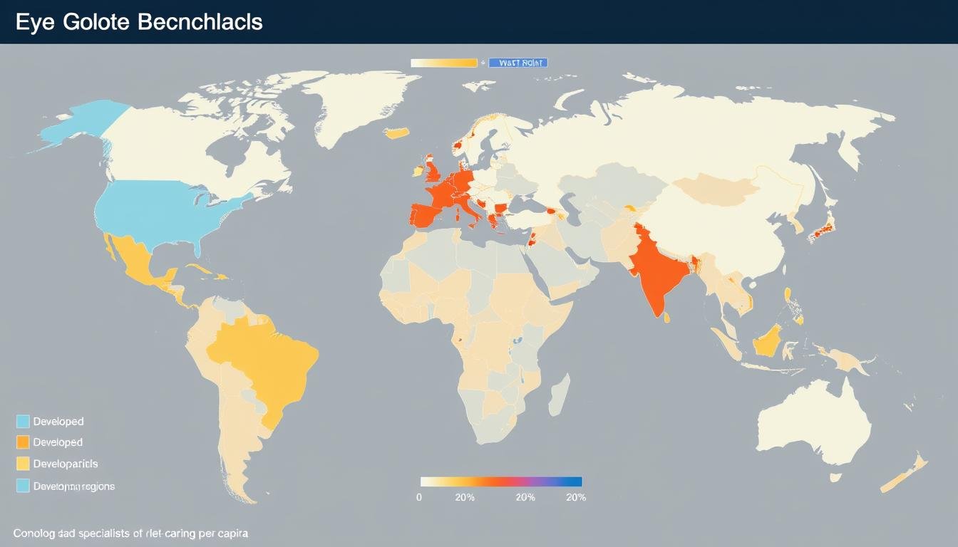 Map showing global disparities in access to eye care services