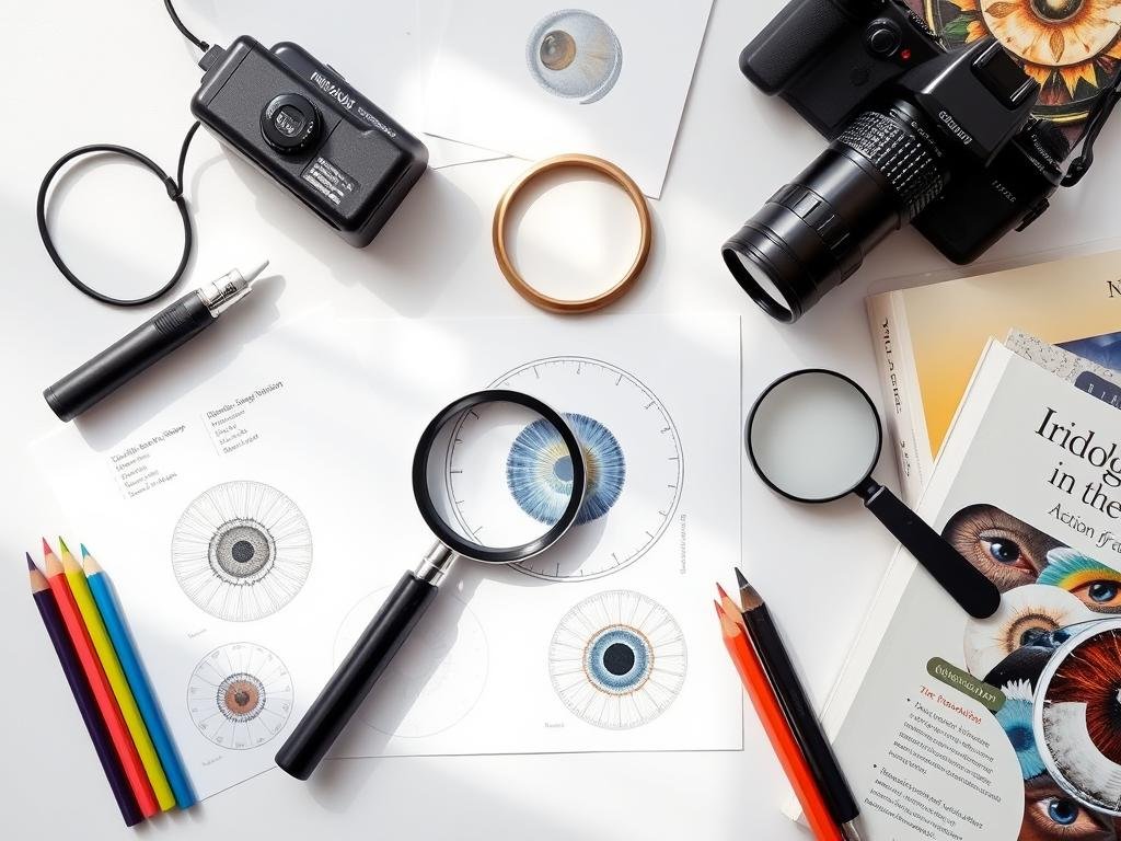 Materials needed for creating an iridology chart at home