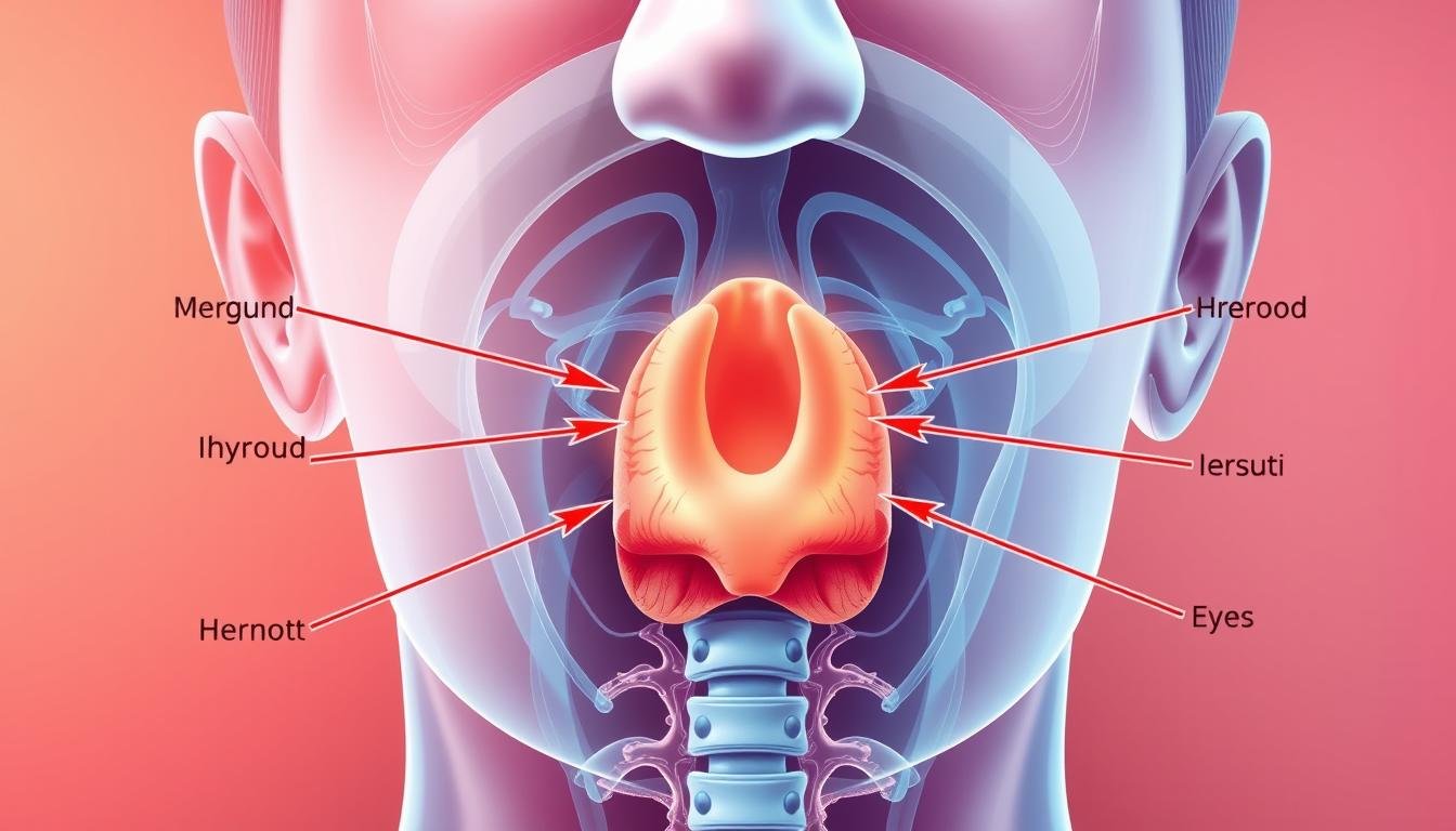 Medical diagram showing thyroid's influence on eye health