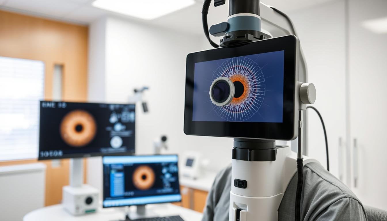 Modern digital iriscope used in contemporary iridology practice Modern digital iriscope used in contemporary iridology practice