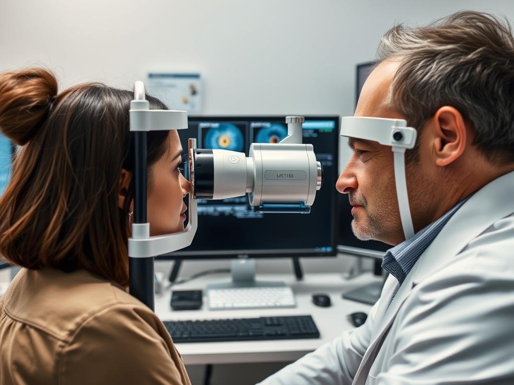 Modern eye examination using advanced technology to detect actual health conditions
