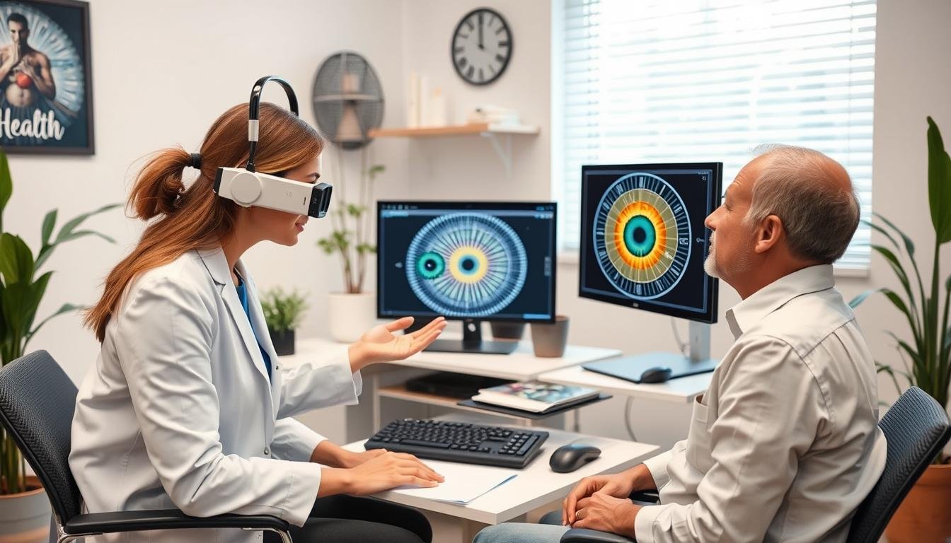 Modern eye reading technology being used in a holistic health clinic