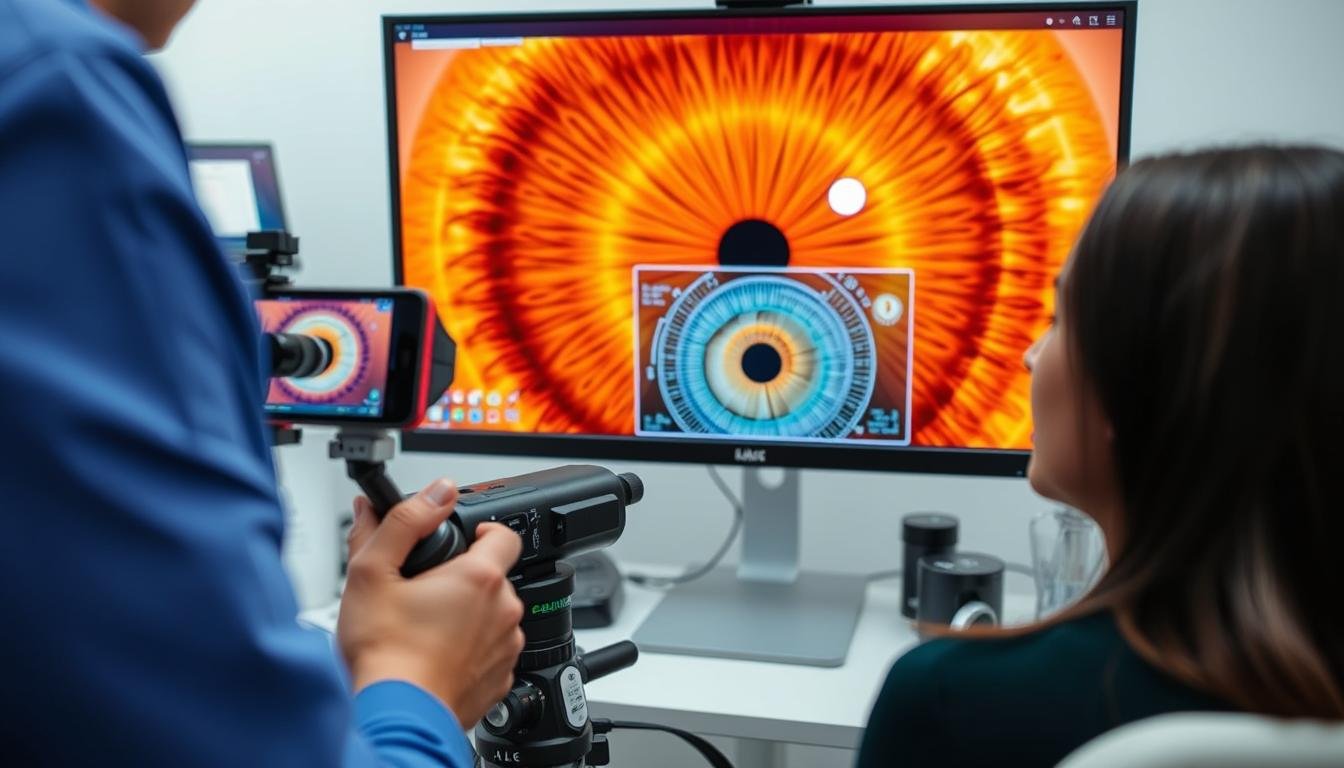 Modern iridology practitioner using digital imaging technology