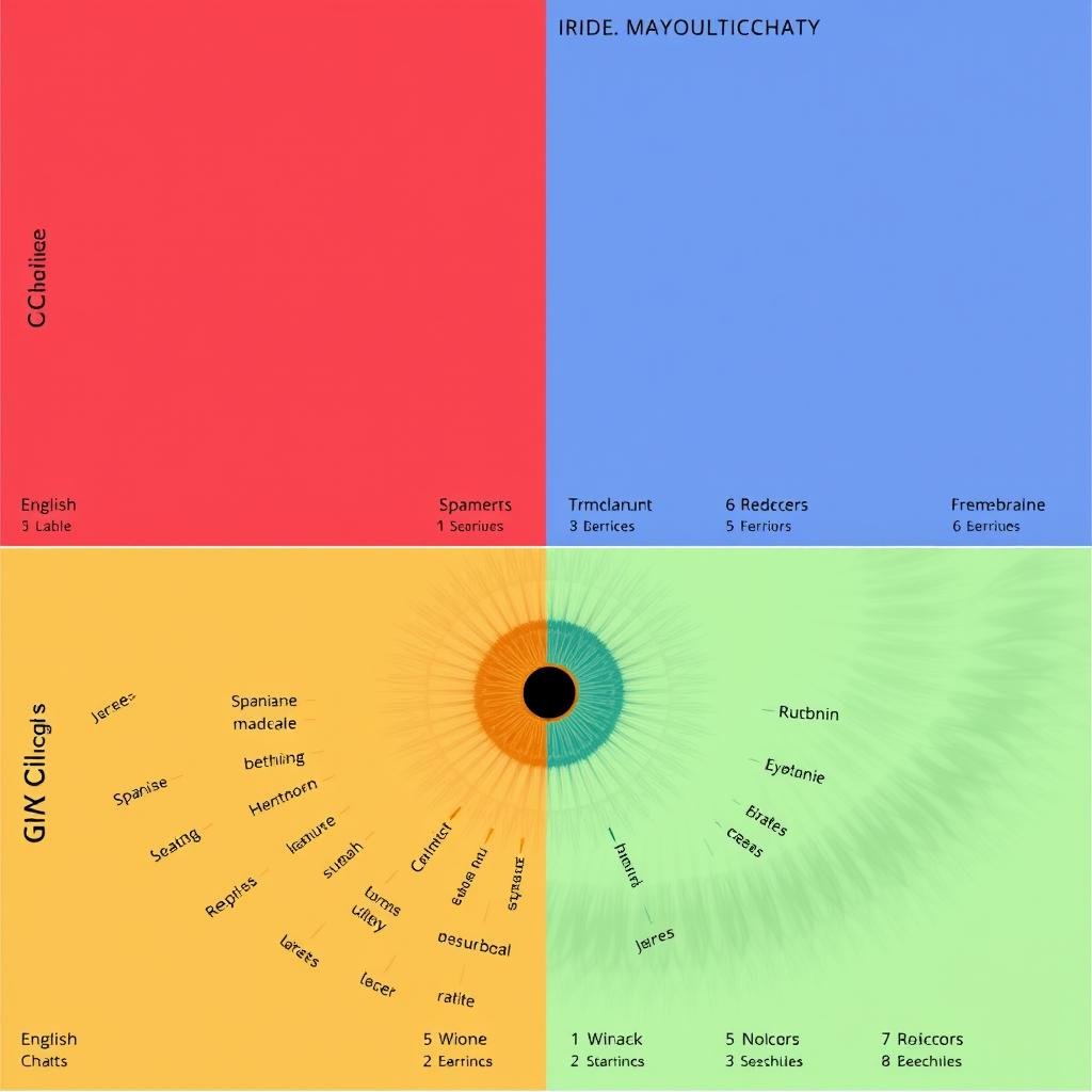 Multilingual Iridology Chart with translations in several languages