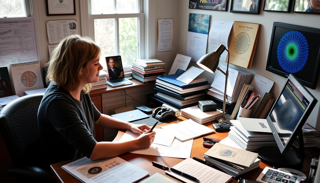 Person beginning their iridology journey with study materials and practice tools