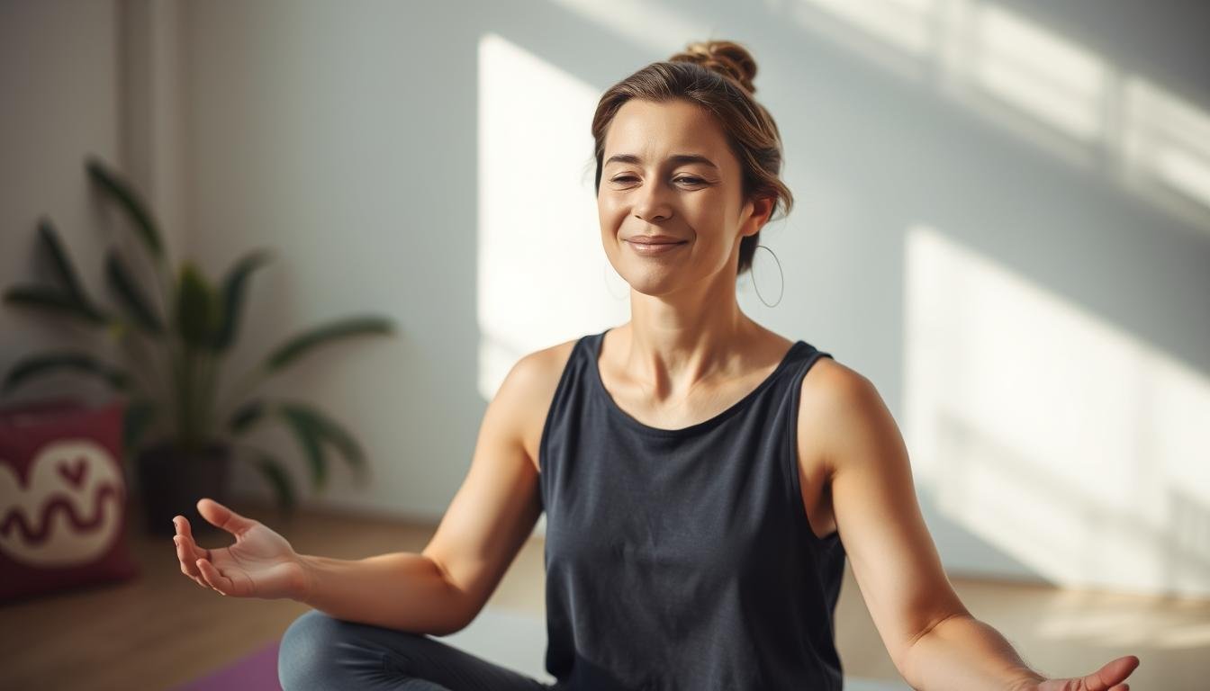 Person experiencing improved wellbeing after implementing recommendations from Iridology Chart analysis