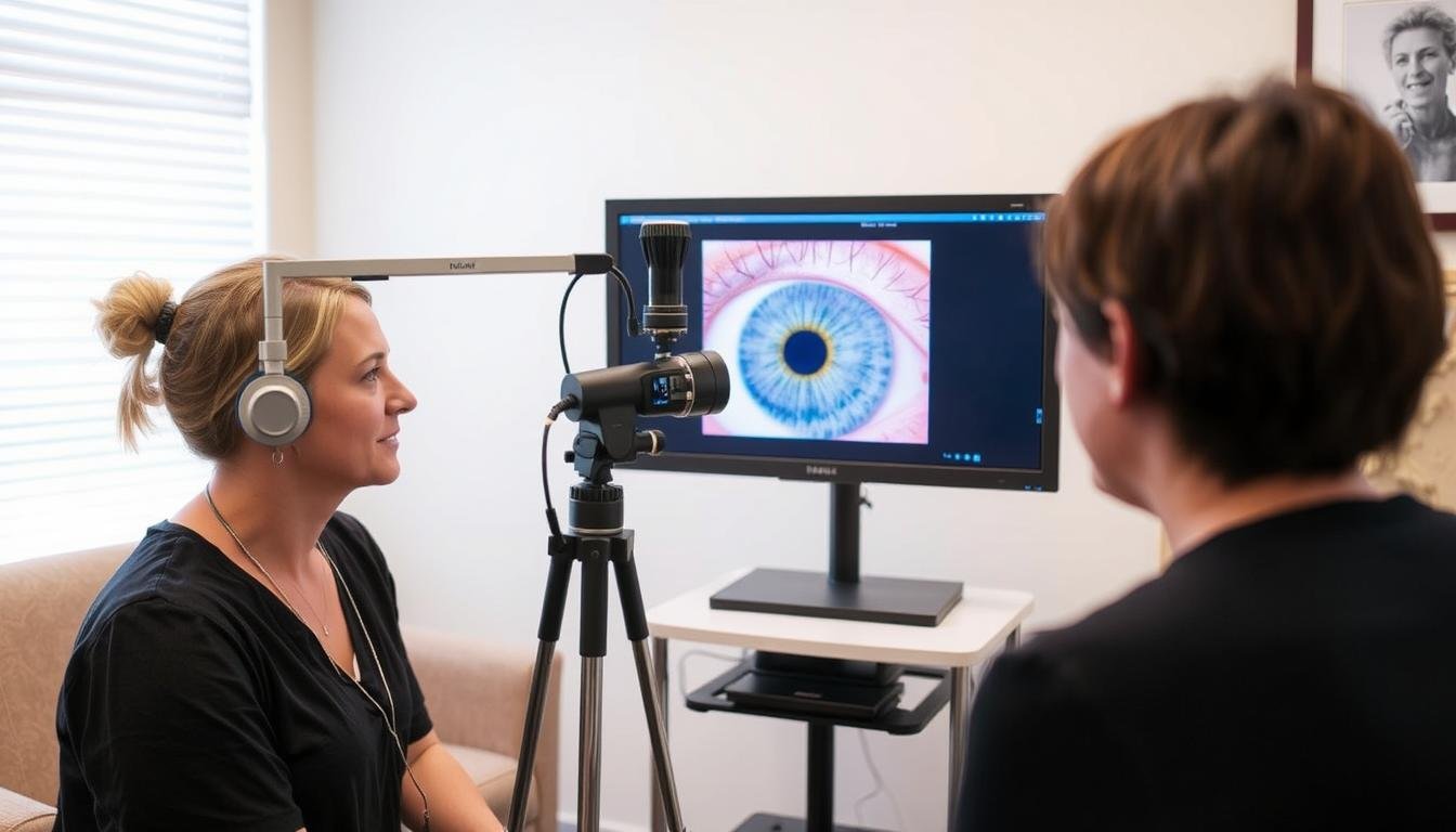 Person receiving an iridology iris diagnosis session