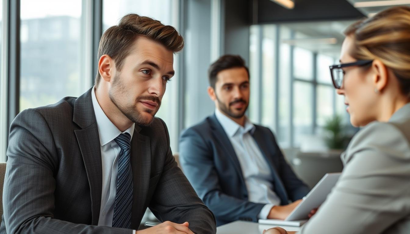 Professional using Eye Reading techniques in a business meeting