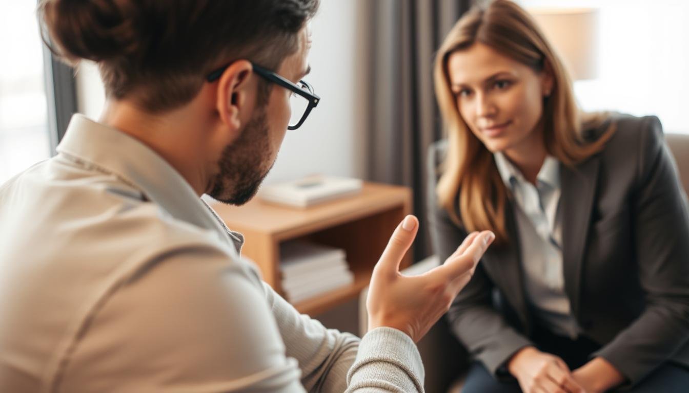 Professional using Eye Reading techniques in a counseling session