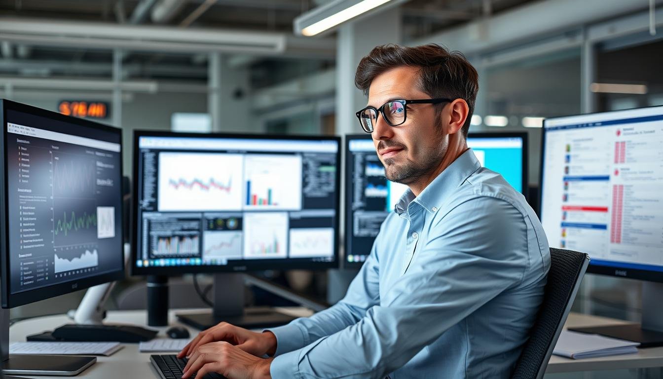 Professional using Eye Reading to efficiently process multiple information sources