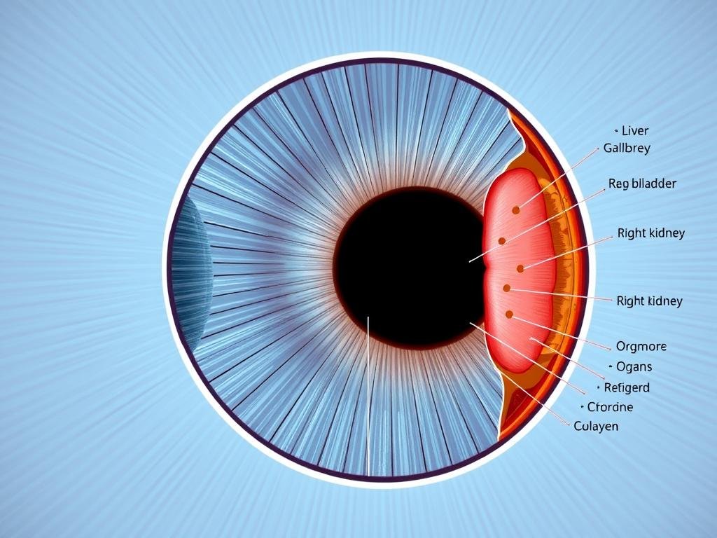 Right Iris in Iridology Chart with organ-specific markings