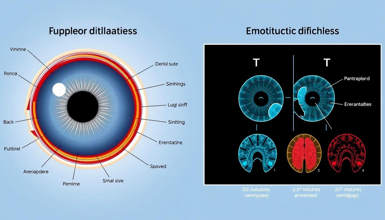 Scientific diagram showing pupil dilation in response to different emotional stimuli