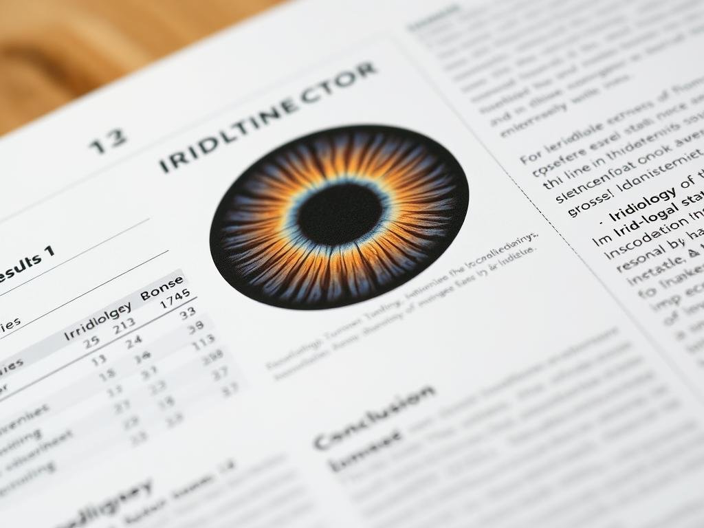 Scientific journal showing iridology research results