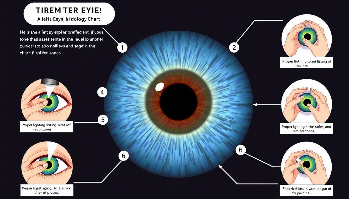 Self-assessment guide using Left Eye Iridology Chart for beginners