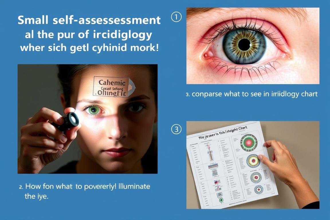 Step-by-step iridology chart right eye self-assessment process