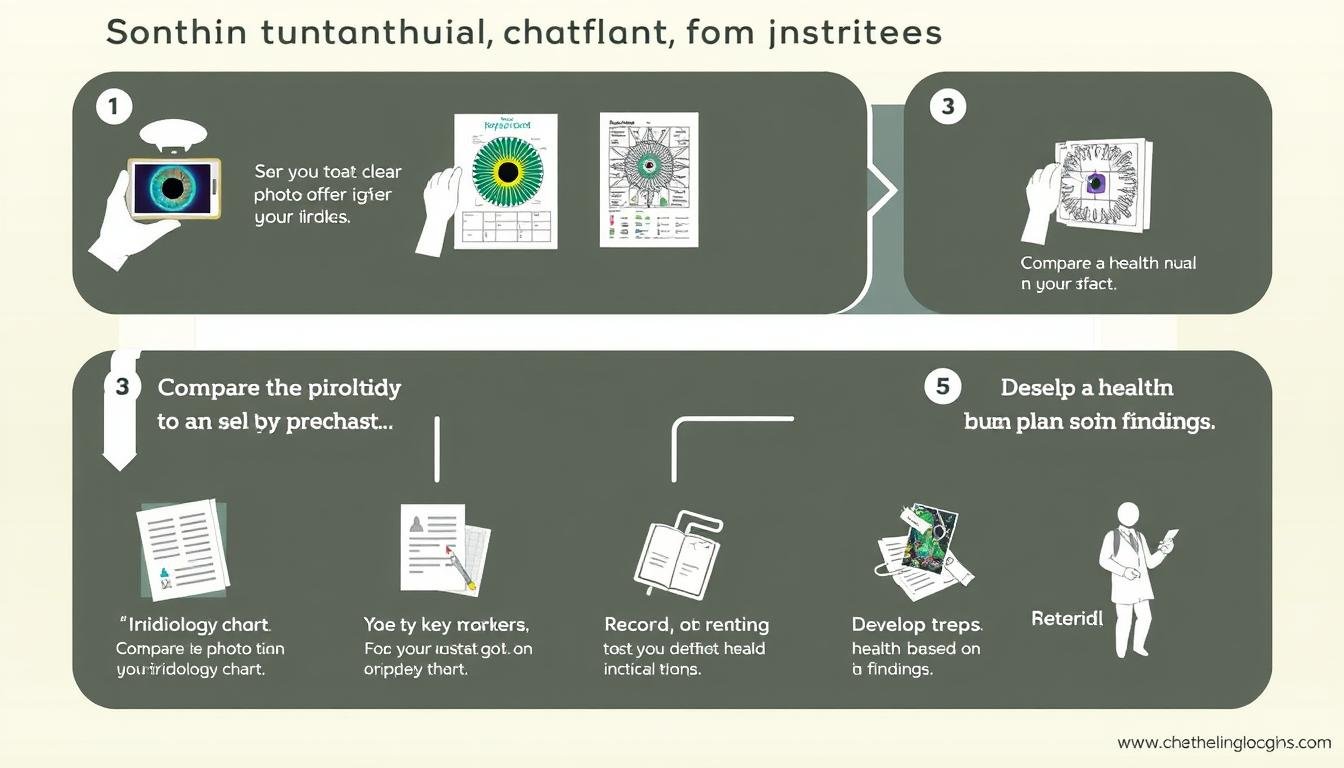 Step-by-step visual guide to using an iridology chart for self-assessment