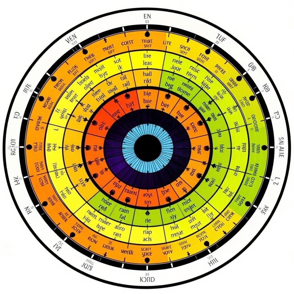 Traditional iridology chart with labeled organ zones