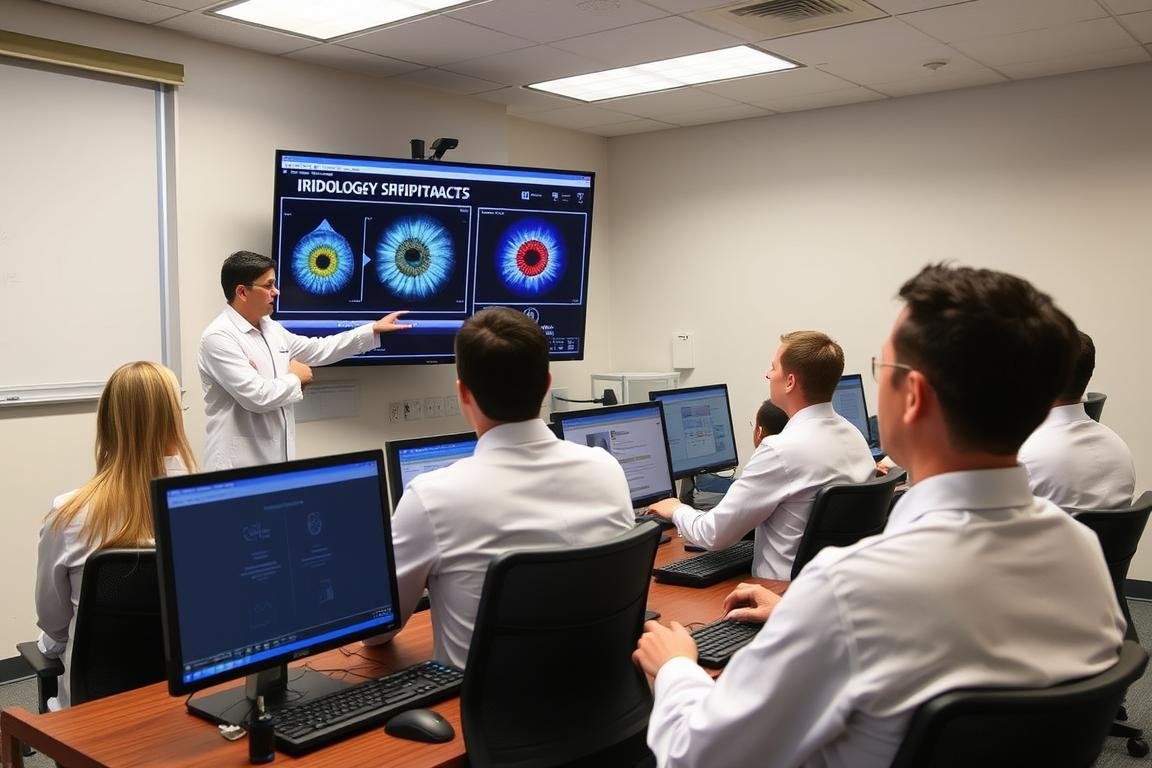 Training session for healthcare practitioners learning to use iridology software