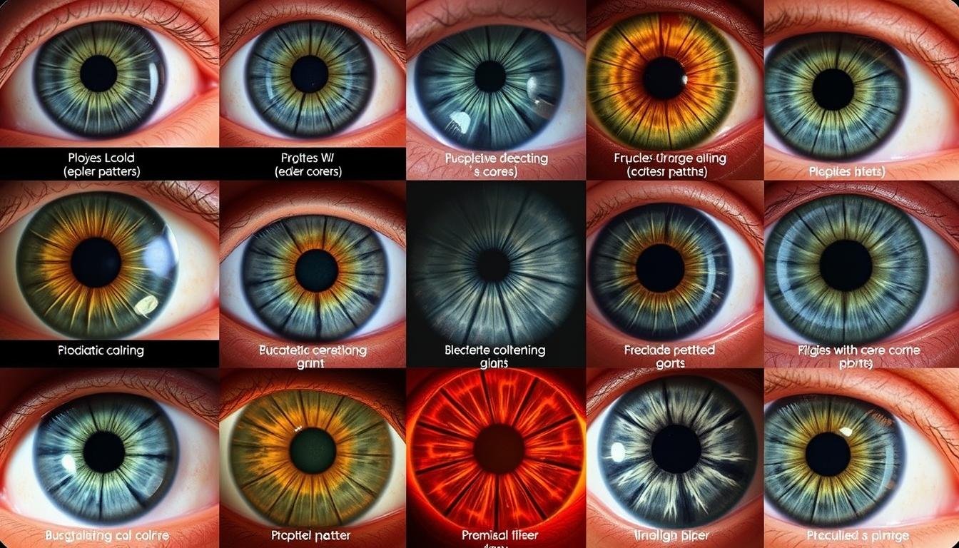 Various iris markers and patterns used in Iridology Iris Diagnosis