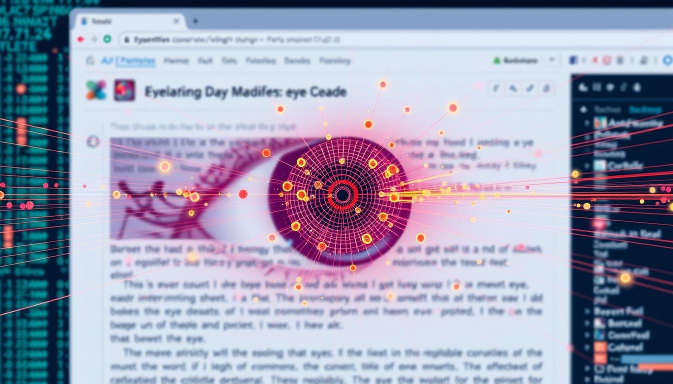 Visualization of eye reading metrics showing fixations and saccades
