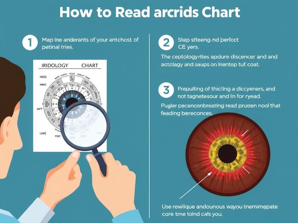 step-by-step demonstration of basic iridology chart reading technique